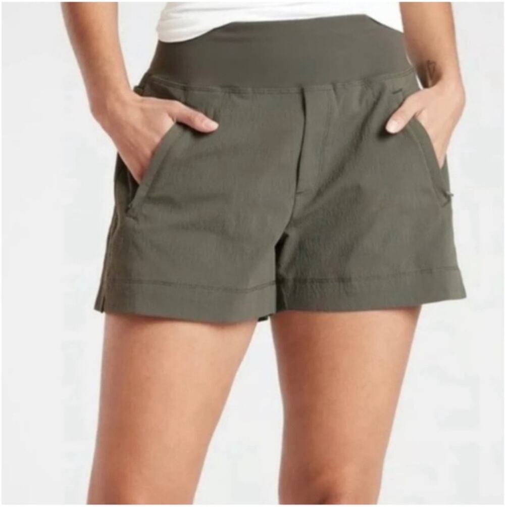 Athleta Shorts Womens 14 Green Trekkie North Ripstop Nylon Outdoor Trail Hiking